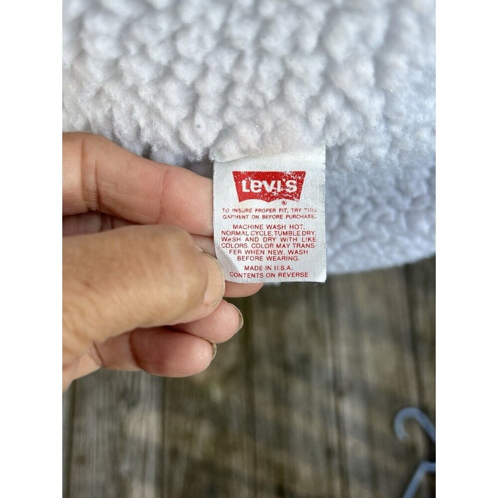 Vtg Levis Jacket XL Denim Sherpa Lined 90s Trucker Dark Button USA 70609 0216 - Picture 5 of 6